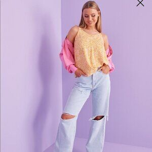 SELECTED Femme NWT Slfjalina strappy tank top keyhole back in pink chalk sz 6